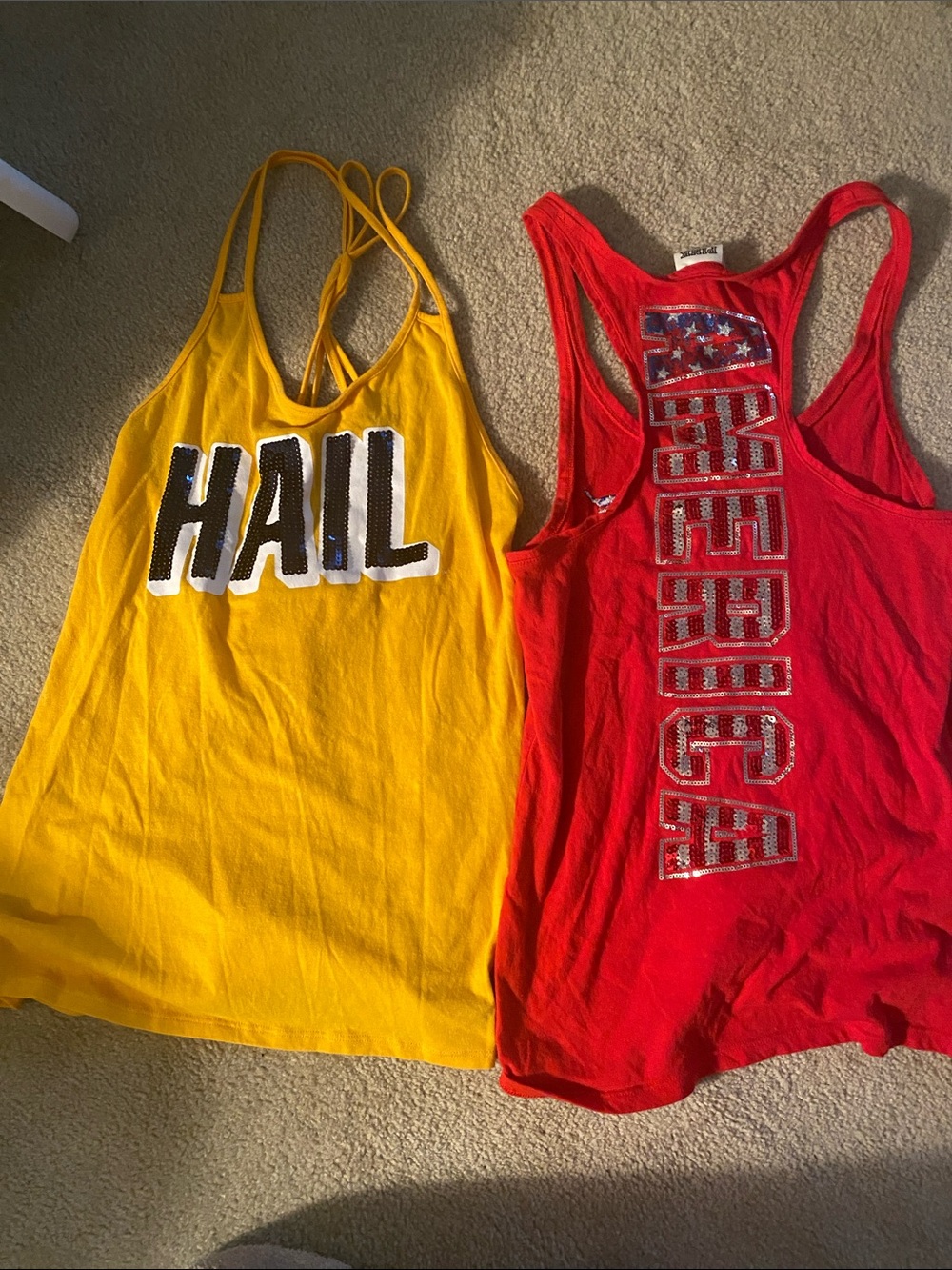 Victoria secret pink XS 2 bundle tank tops u of m and America!